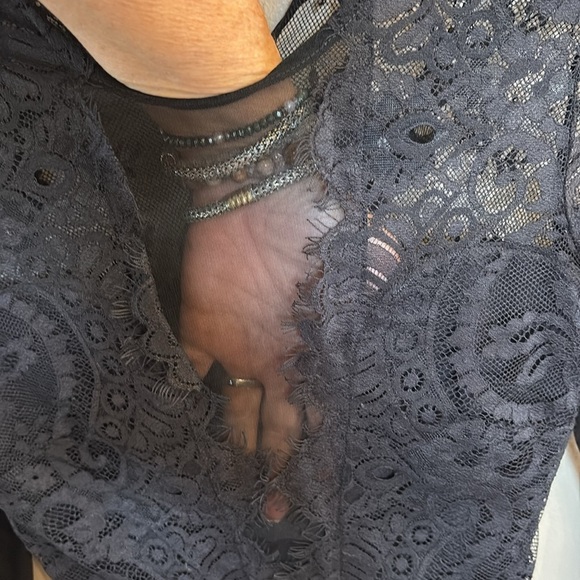 H&M Black Lace mesh sheer bodysuit Chemise ELEGENT sexy cocktail party size 2 - Picture 10 of 16